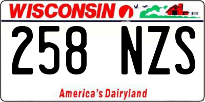 WI license plate 258NZS