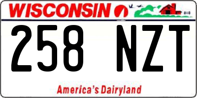 WI license plate 258NZT