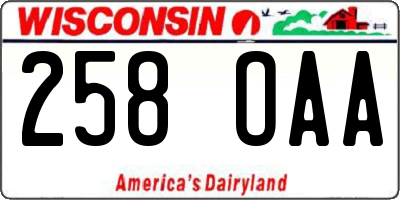 WI license plate 258OAA