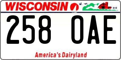WI license plate 258OAE