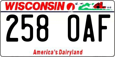 WI license plate 258OAF