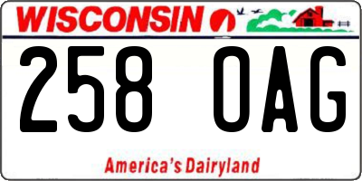 WI license plate 258OAG