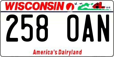 WI license plate 258OAN