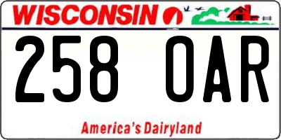 WI license plate 258OAR
