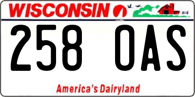 WI license plate 258OAS
