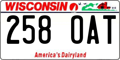 WI license plate 258OAT