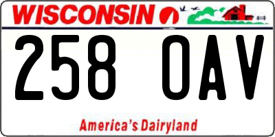WI license plate 258OAV