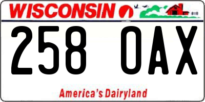 WI license plate 258OAX