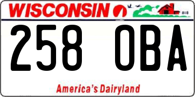 WI license plate 258OBA