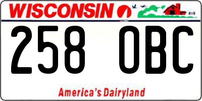WI license plate 258OBC
