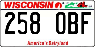 WI license plate 258OBF
