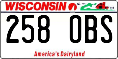 WI license plate 258OBS