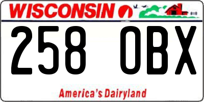 WI license plate 258OBX