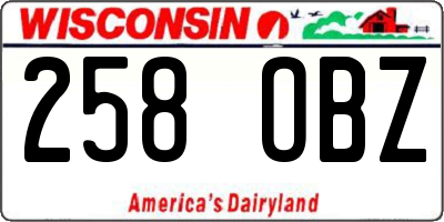WI license plate 258OBZ