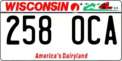 WI license plate 258OCA