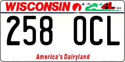 WI license plate 258OCL