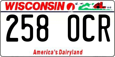 WI license plate 258OCR