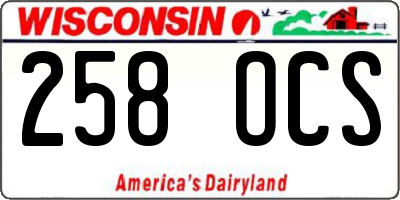 WI license plate 258OCS