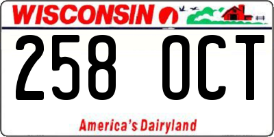 WI license plate 258OCT