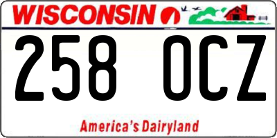 WI license plate 258OCZ