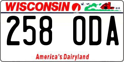 WI license plate 258ODA