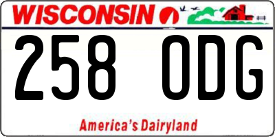 WI license plate 258ODG