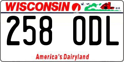 WI license plate 258ODL