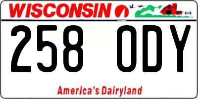 WI license plate 258ODY