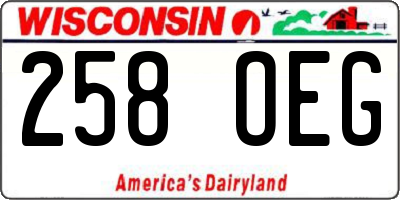 WI license plate 258OEG