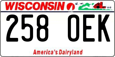 WI license plate 258OEK