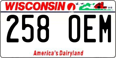 WI license plate 258OEM