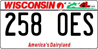 WI license plate 258OES