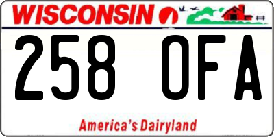 WI license plate 258OFA
