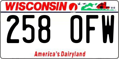 WI license plate 258OFW