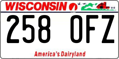 WI license plate 258OFZ