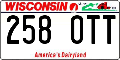 WI license plate 258OTT