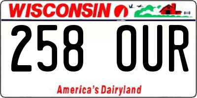 WI license plate 258OUR