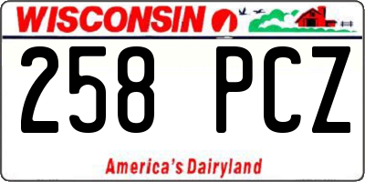 WI license plate 258PCZ