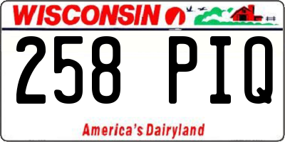 WI license plate 258PIQ
