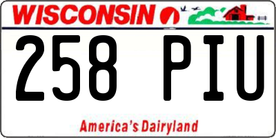 WI license plate 258PIU