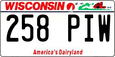 WI license plate 258PIW