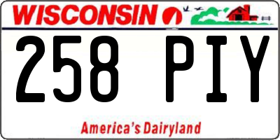WI license plate 258PIY