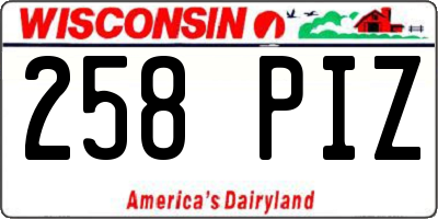 WI license plate 258PIZ