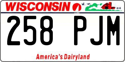 WI license plate 258PJM