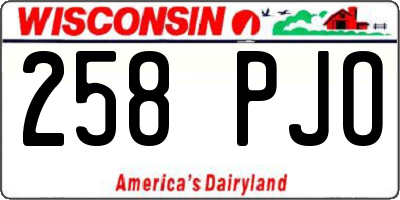 WI license plate 258PJO