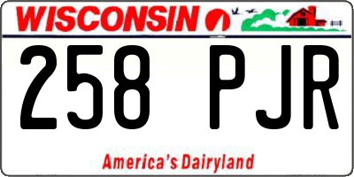 WI license plate 258PJR