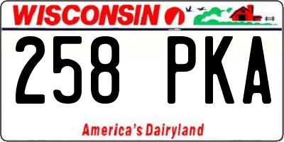 WI license plate 258PKA