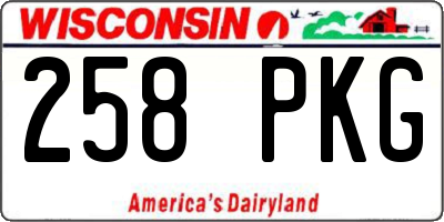 WI license plate 258PKG