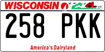 WI license plate 258PKK