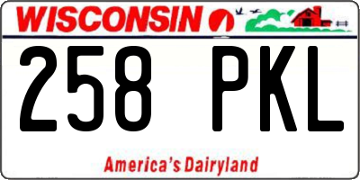 WI license plate 258PKL